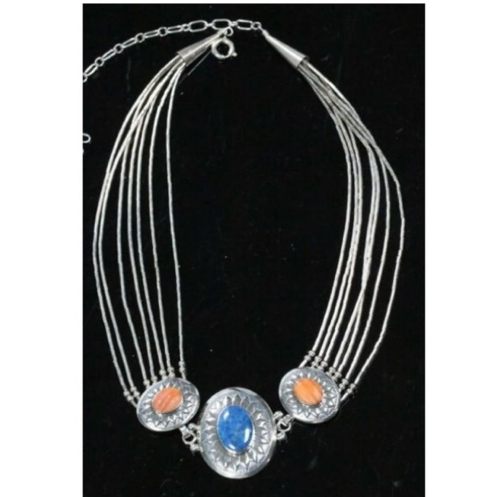 Carolyn Pollack liquid sterling silver turquoise choker unsigned